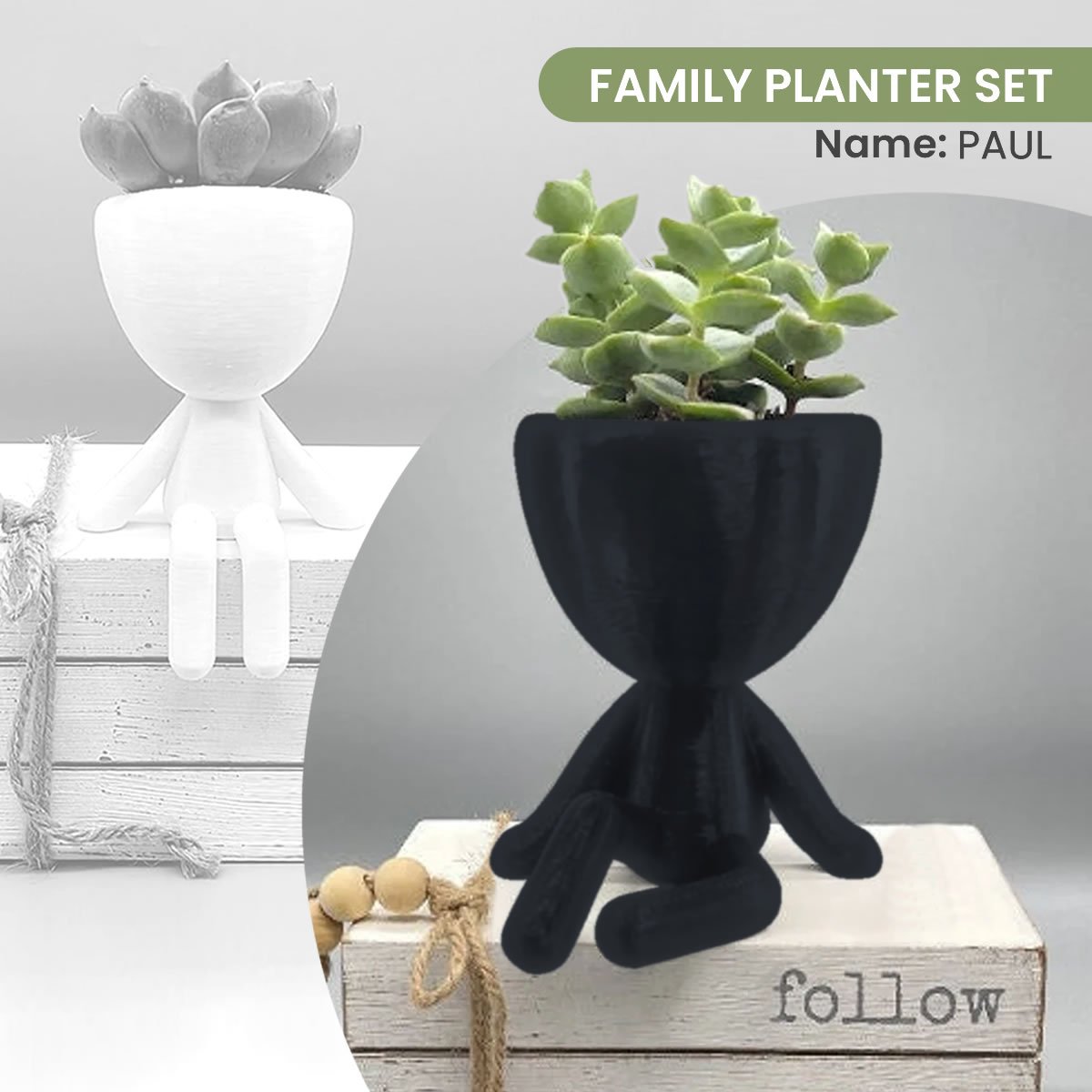 3D Printed People Relaxed Planter – Cute Reclining Figure Pot - Image 2