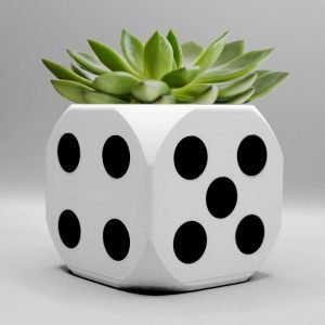 Dice succulent planter with drainage holes, 3D printed planter, valentine home decor, Flowerpot Home Decor