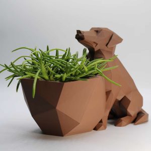 Paper planter pot Low Poly Polygonal Haven in the Form of an Dog - 3D Printed Planter with Drainage - Plant Lovers Gift - Indoor Planters