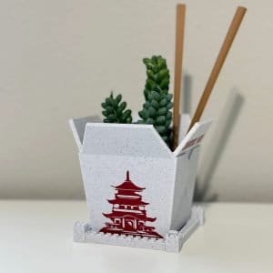 Plant pots 3D printed Chinese takeout, indoor planters Chinese Planter Take-Out Box Marble take out planter, 3D printed planter
