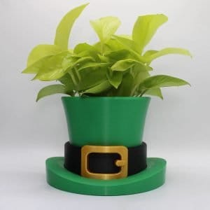 Saint Patrick's Day Leprechaun Hat 3D printed planter whit drain tray, planter pot indor custom planter