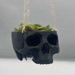 Striking Skull Hanging Planter Pot – Edgy Decor Accent