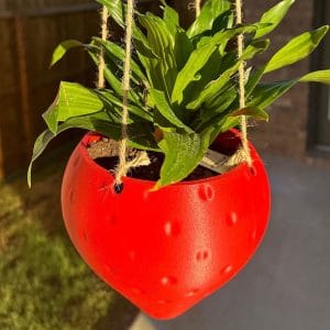 Strawberry Hanging Planter Pot - hanging kit included - 3D Printed Planter - Strawberry Vase - handmade planter
