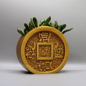 Year Of The Dragon Planter with drainage Chinese coins, Zen Desk Planter, chinese planter, pots with drainage, 3D printed planter